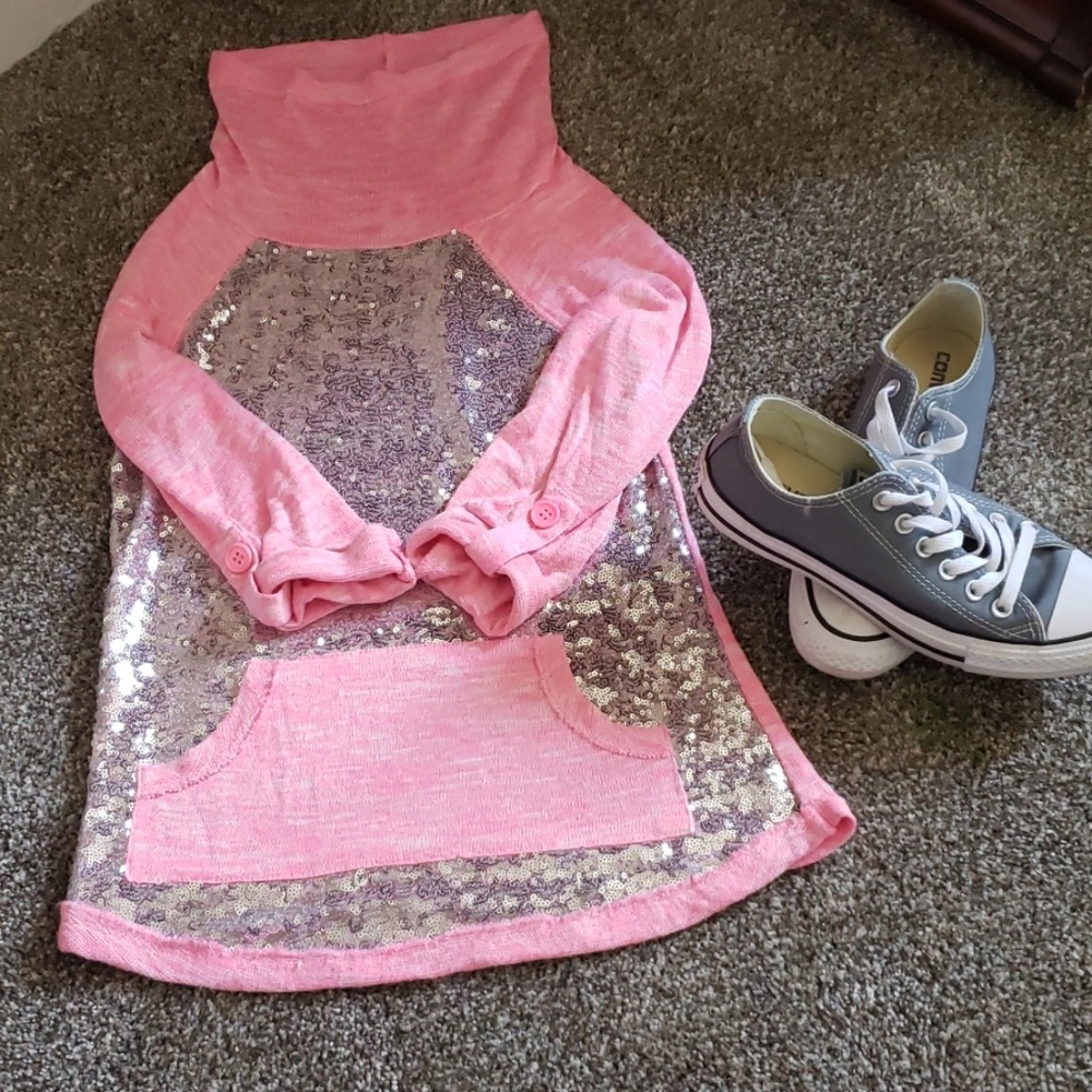 Hot pink sweater with bling. Worn 1x